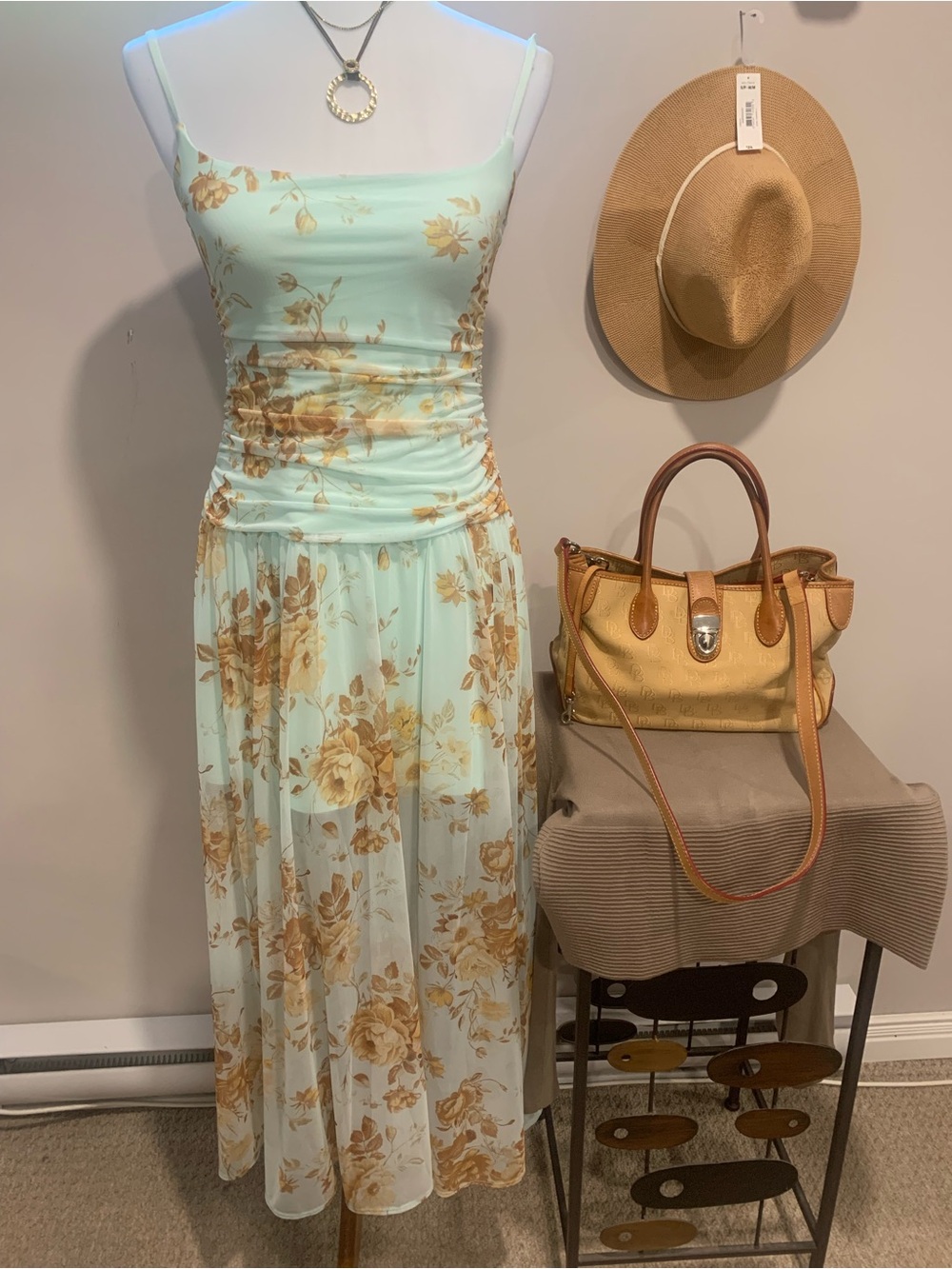 Sale 35$Abercrombie & Fitch Mint Floral Maxi Dress